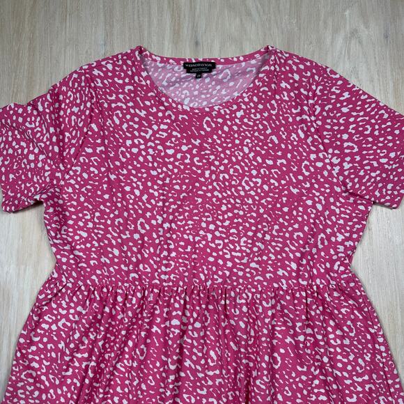 Wednesday’s Girl Pink Animal Print Ruffle Skater Dress Short Sleeve Casual 20 - Picture 2 of 13